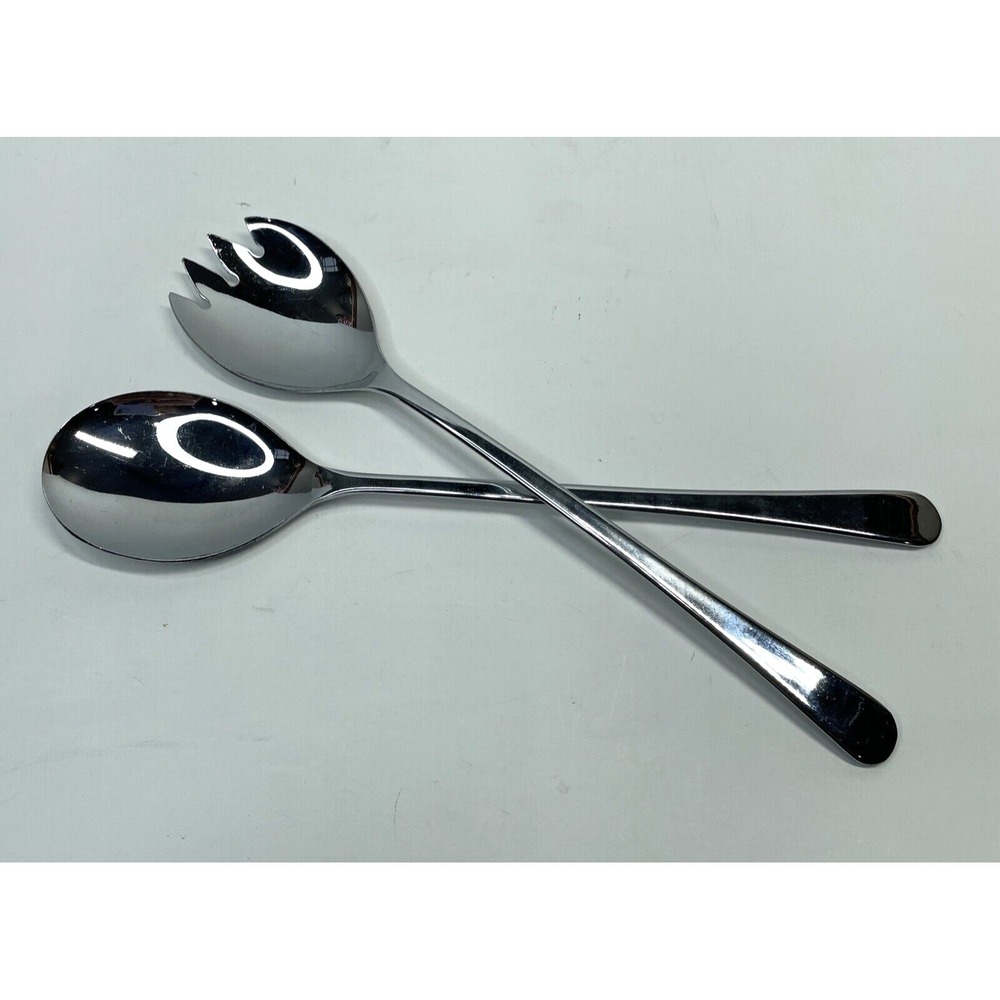 SHEFFIELD ENGLAND STAINLESS CHROMIUM PLATED 9.5 " SALAD SERVING SPORK & SPOON